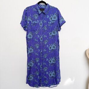 Wildfang Empower Shirt Dress in Blue Floral